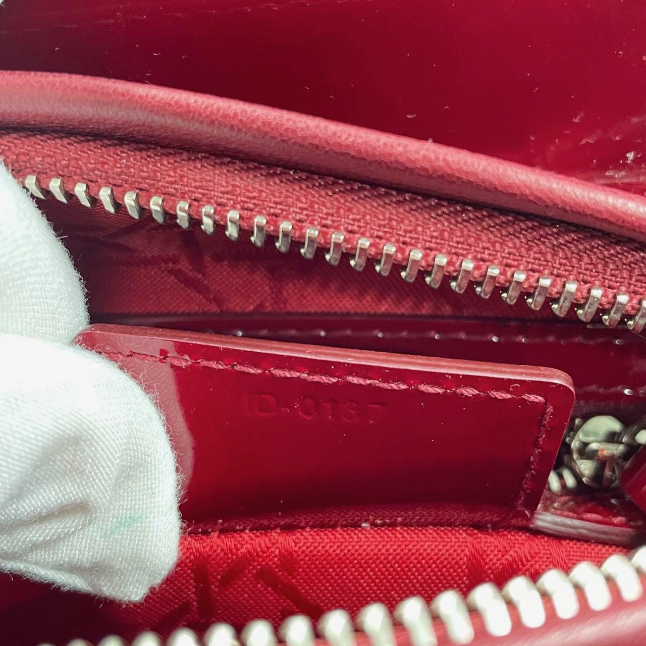 Lady Dior 2017 Medium Burgundy Patent Leather Handbag Adjustable Strap For Sale 7