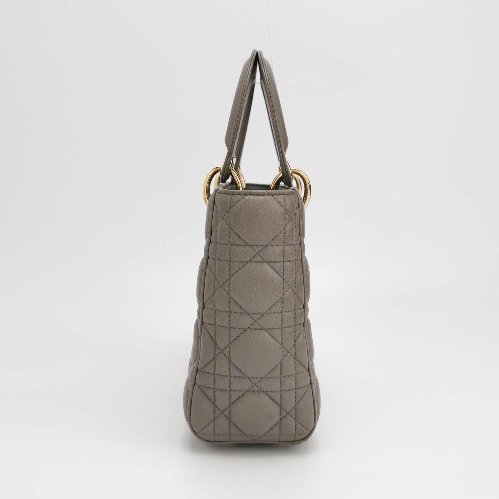 Gray Lady Dior ABCdior 2017 Grey Cannage Lambskin Leather Handbag