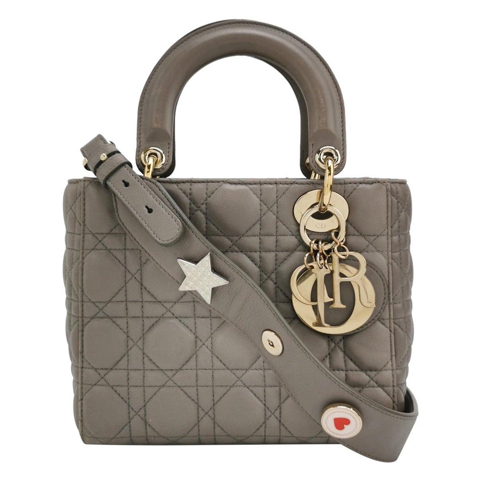 Lady Dior ABCdior 2017 Graue Cannage Lammfell-Lederhandtasche aus Lammfell