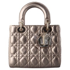Lady Dior ABCdior Piccola borsa in pelle d'agnello rosa e metallizzata