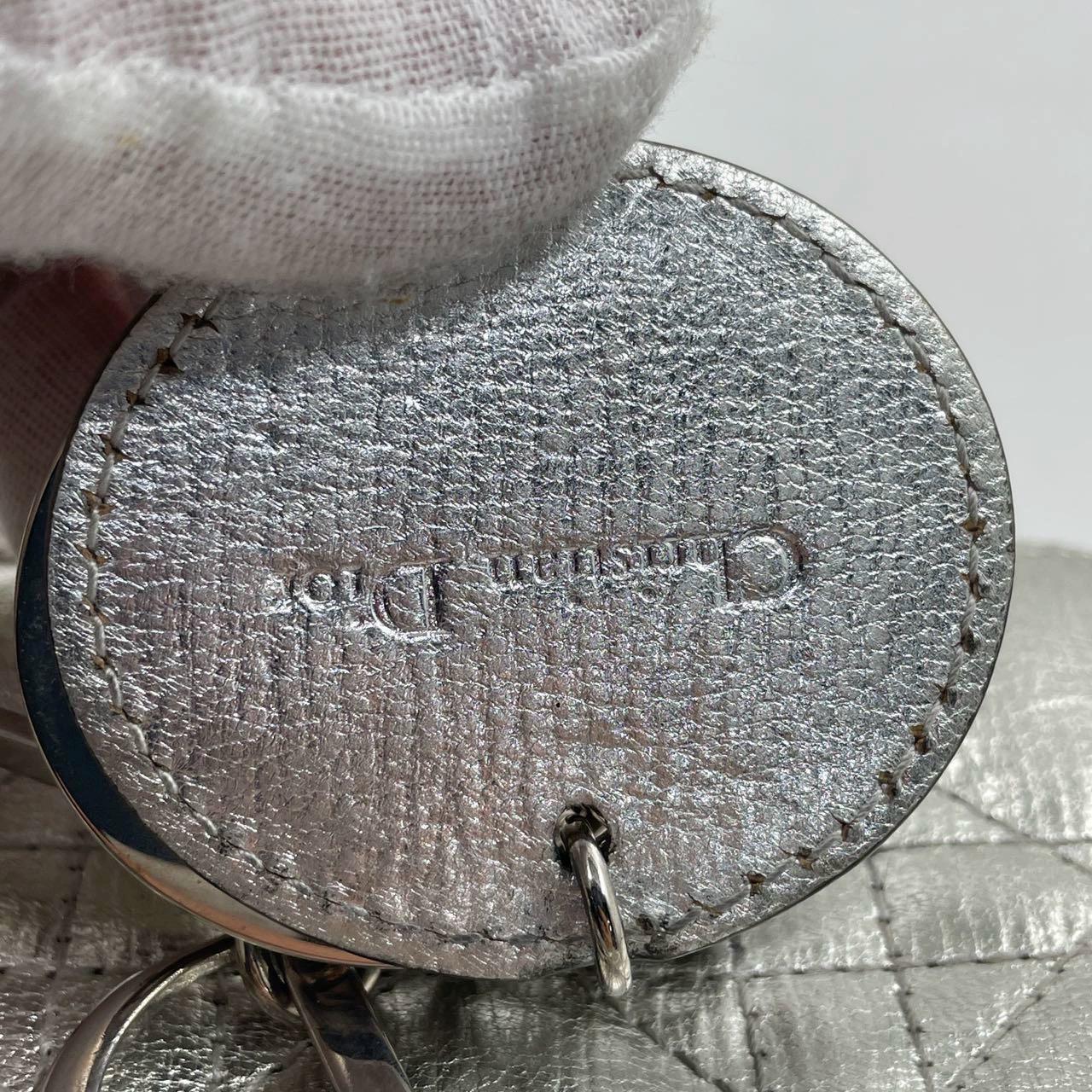 Lady Dior ABCdior Small Silver Cannage Lambskin Handbag with Strap 7