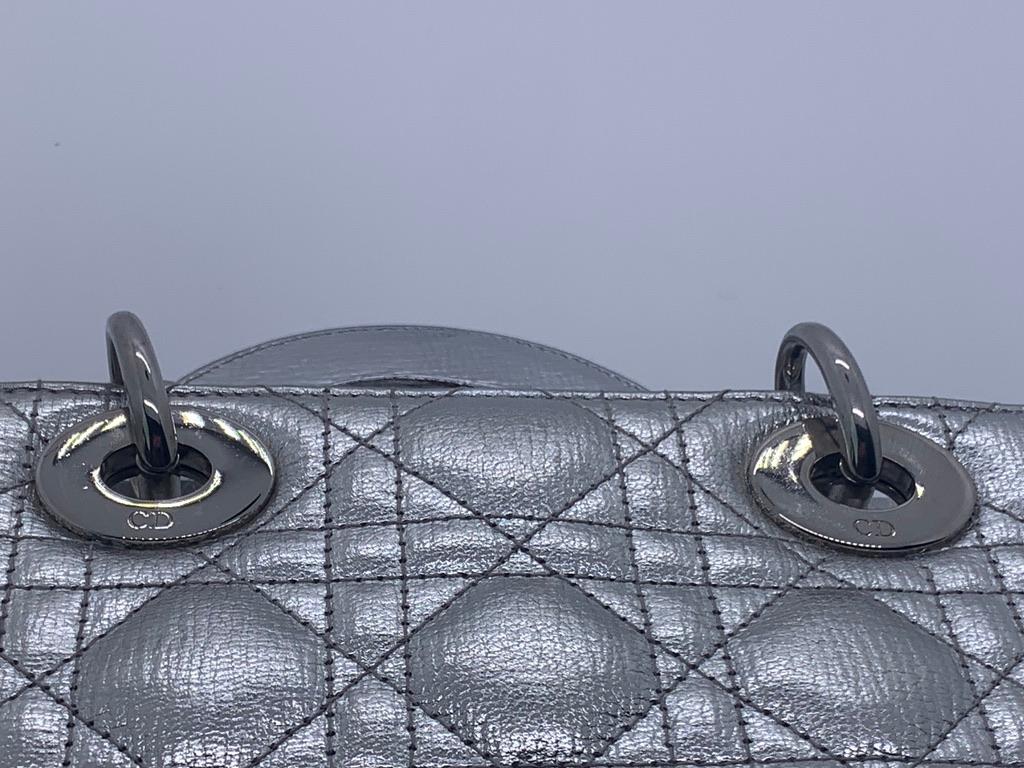 Lady Dior ABCdior Small Silver Cannage Lambskin Handbag with Strap 8