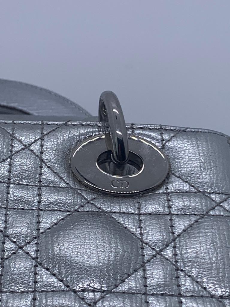 Lady Dior ABCdior Small Silver Cannage Lambskin Handbag with Strap 9