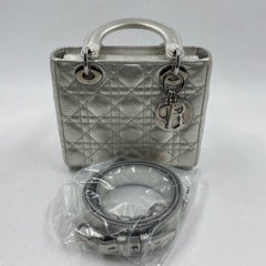 Lady Dior ABCdior Small Silver Cannage Lambskin Handbag with Strap