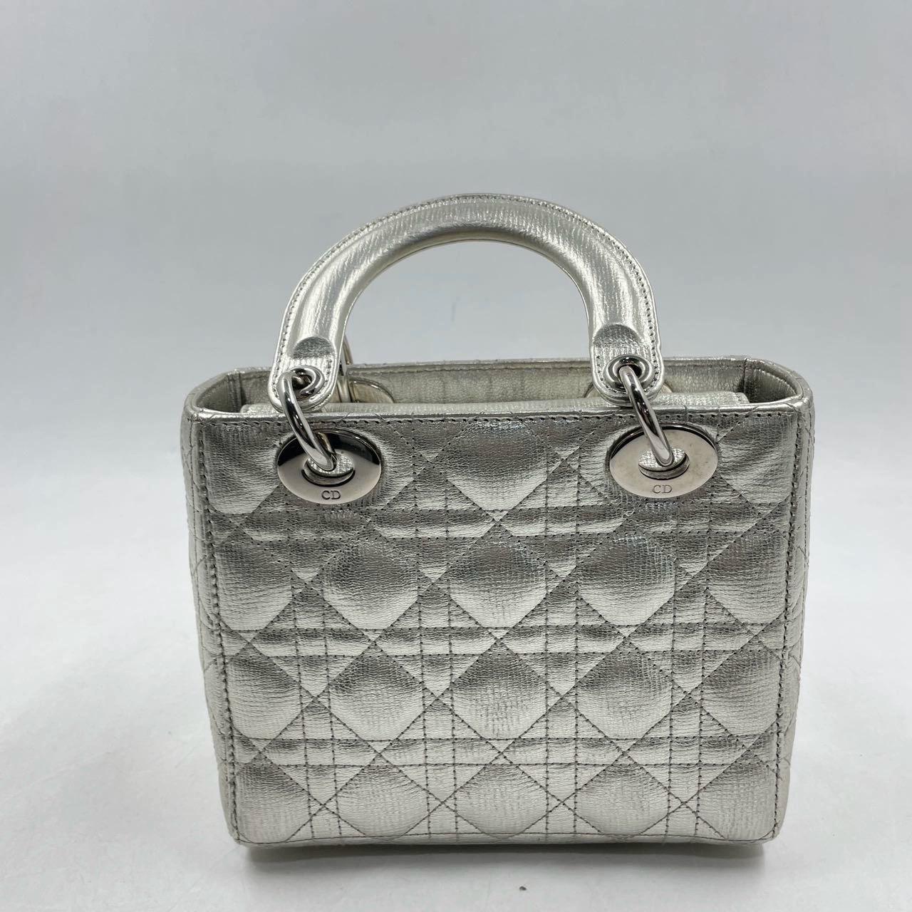 Lady Dior ABCdior Small Silver Cannage Lambskin Handbag with Strap 1
