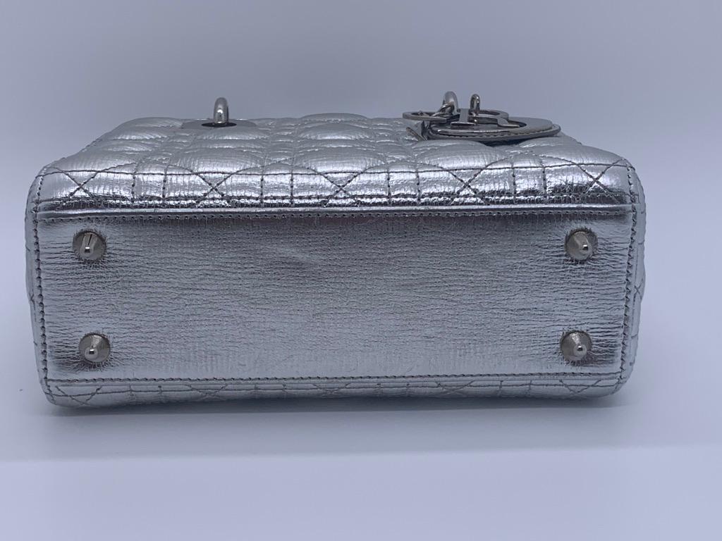 Lady Dior ABCdior Small Silver Cannage Lambskin Handbag with Strap 2