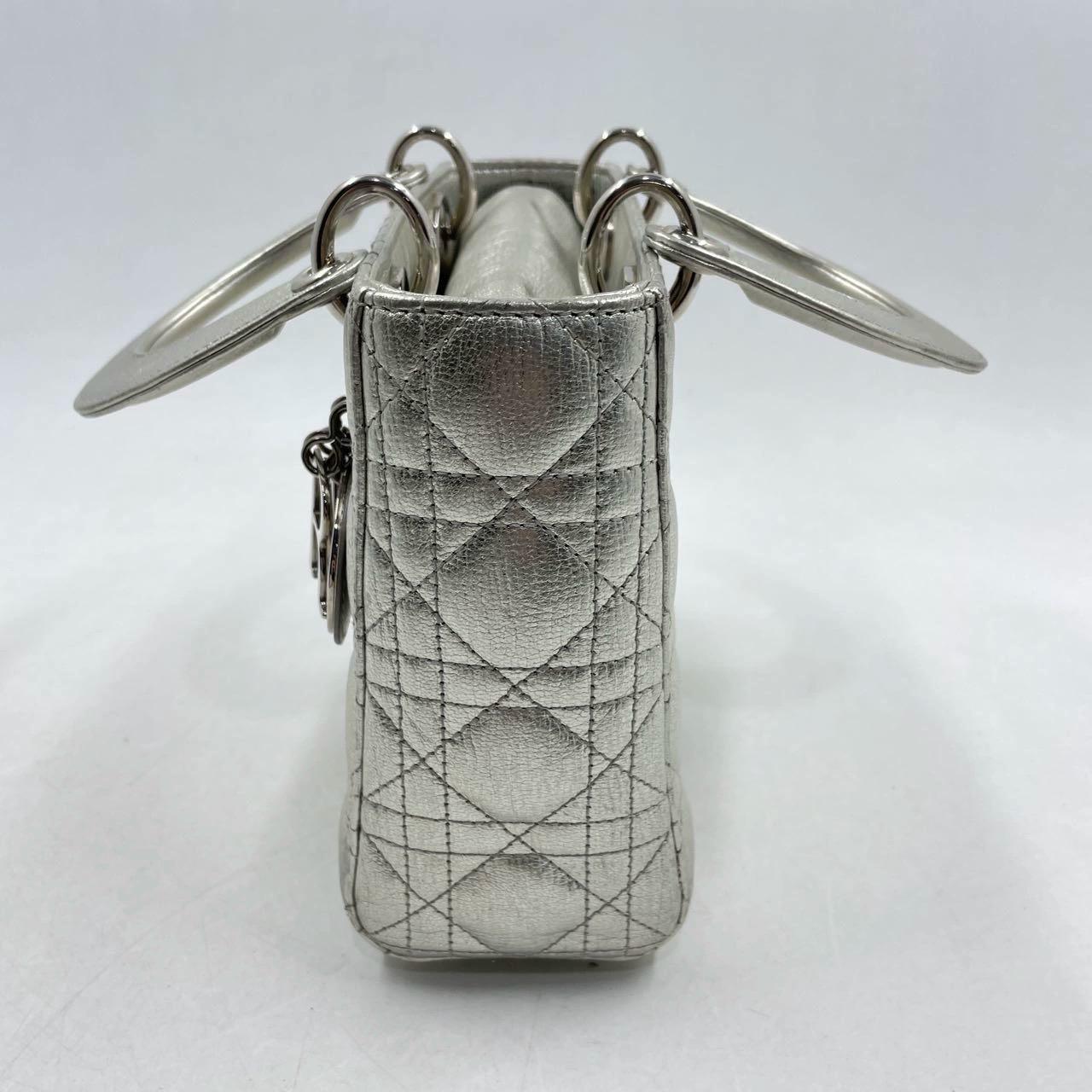 Lady Dior ABCdior Small Silver Cannage Lambskin Handbag with Strap 2