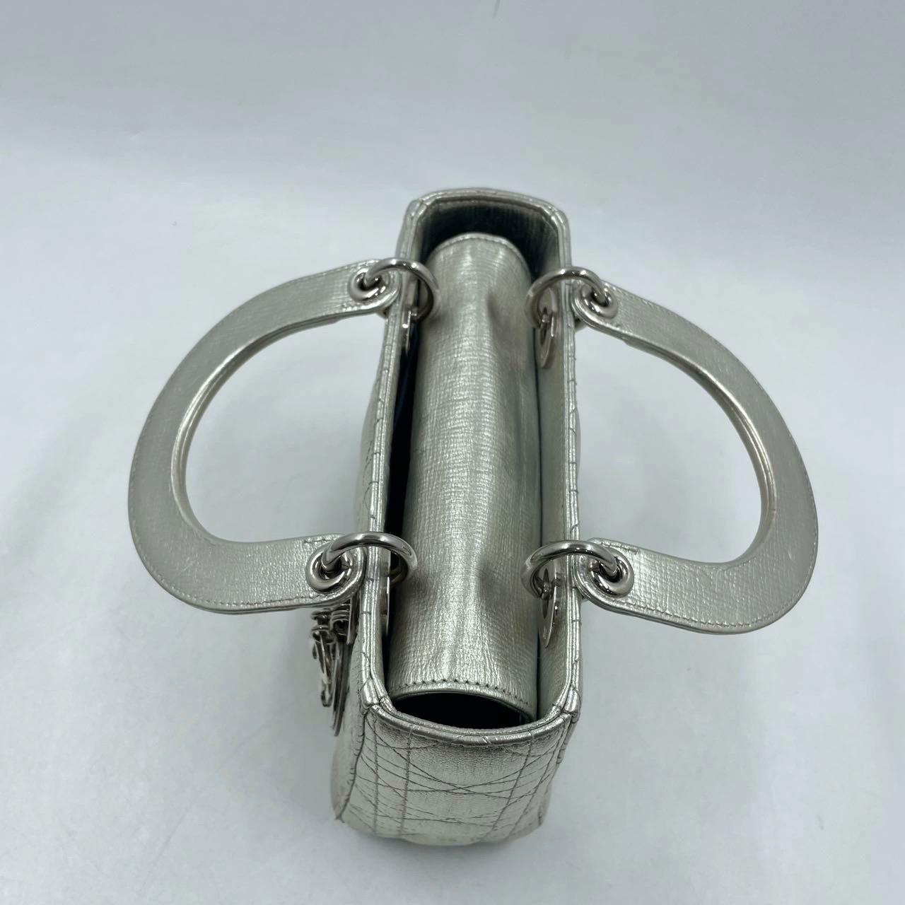 Lady Dior ABCdior Small Silver Cannage Lambskin Handbag with Strap 3