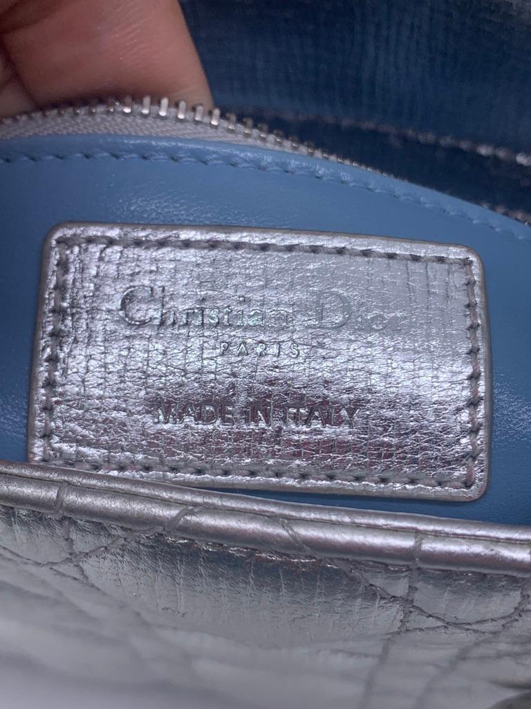 Lady Dior ABCdior Small Silver Cannage Lambskin Handbag with Strap 4