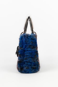 Lady Dior Astrakhan Mini-Tasche aus schwarzem Leder und silbernem Metall von Lady Dior