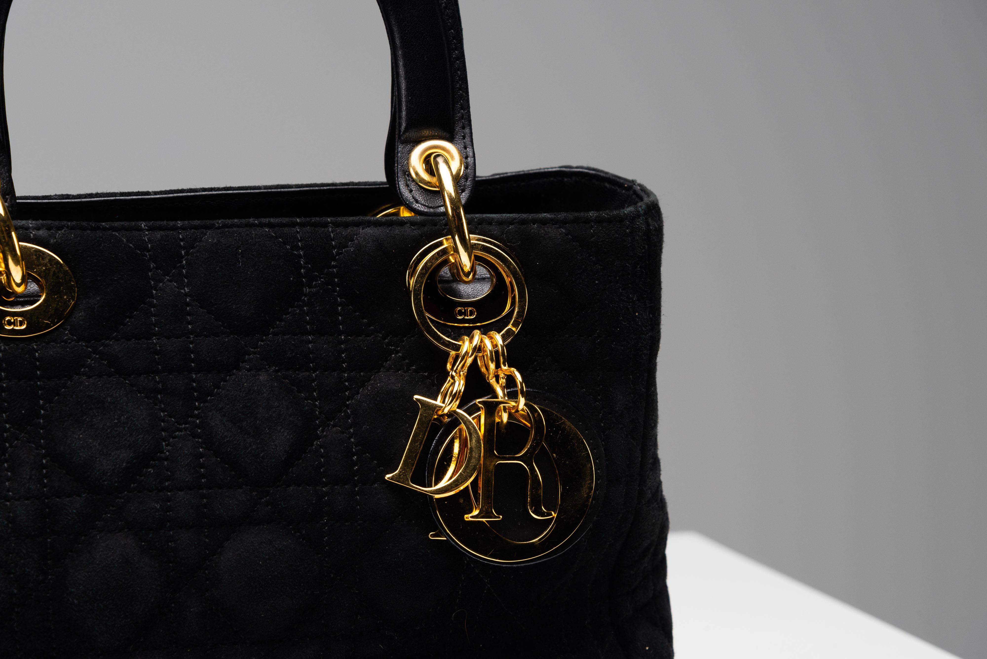 Lady Dior Bag Black Vintage Suede 2