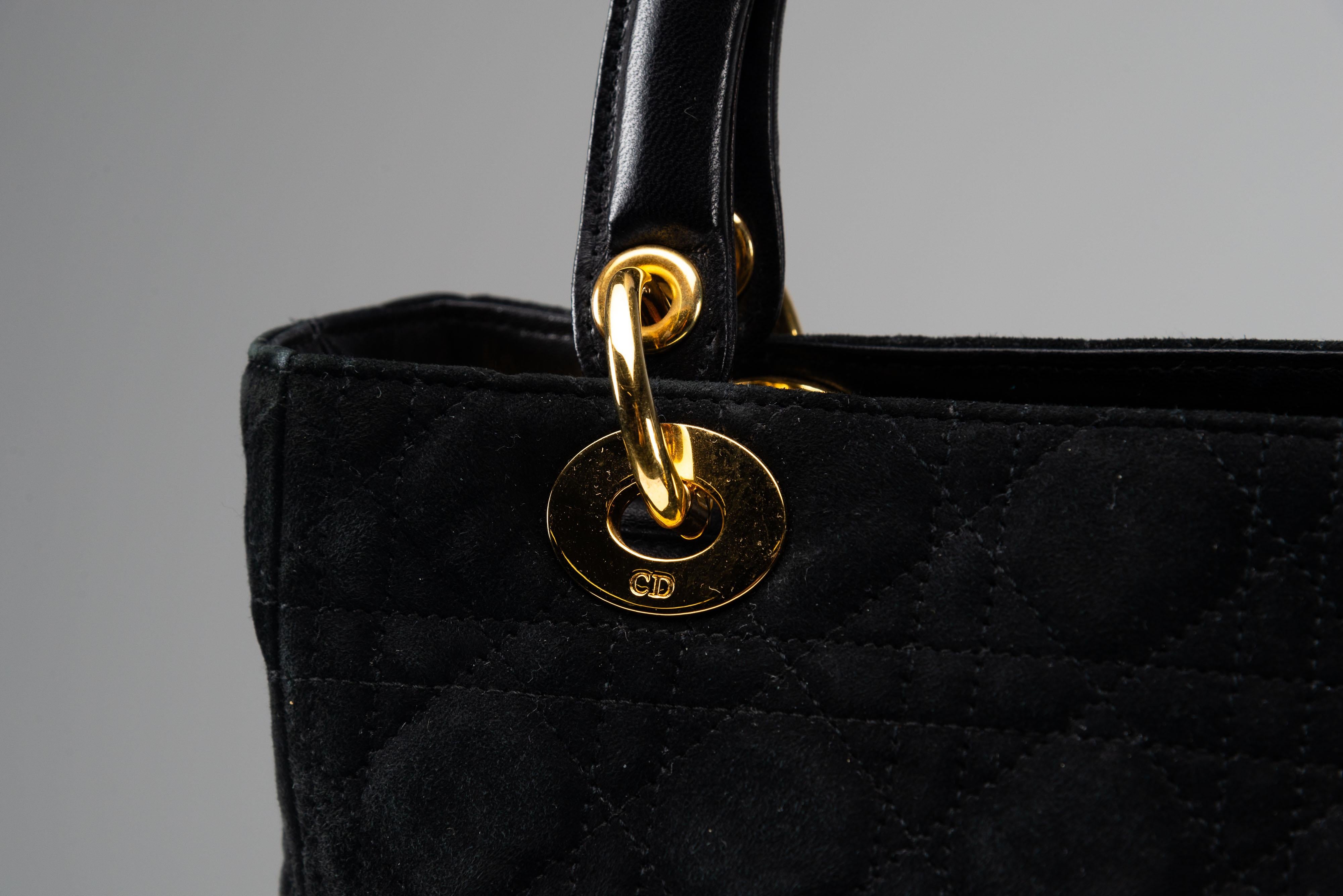 Lady Dior Bag Black Vintage Suede 3