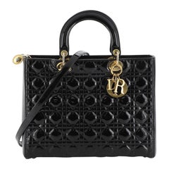 Lady Dior Bag Cannage Quilt Patent Large