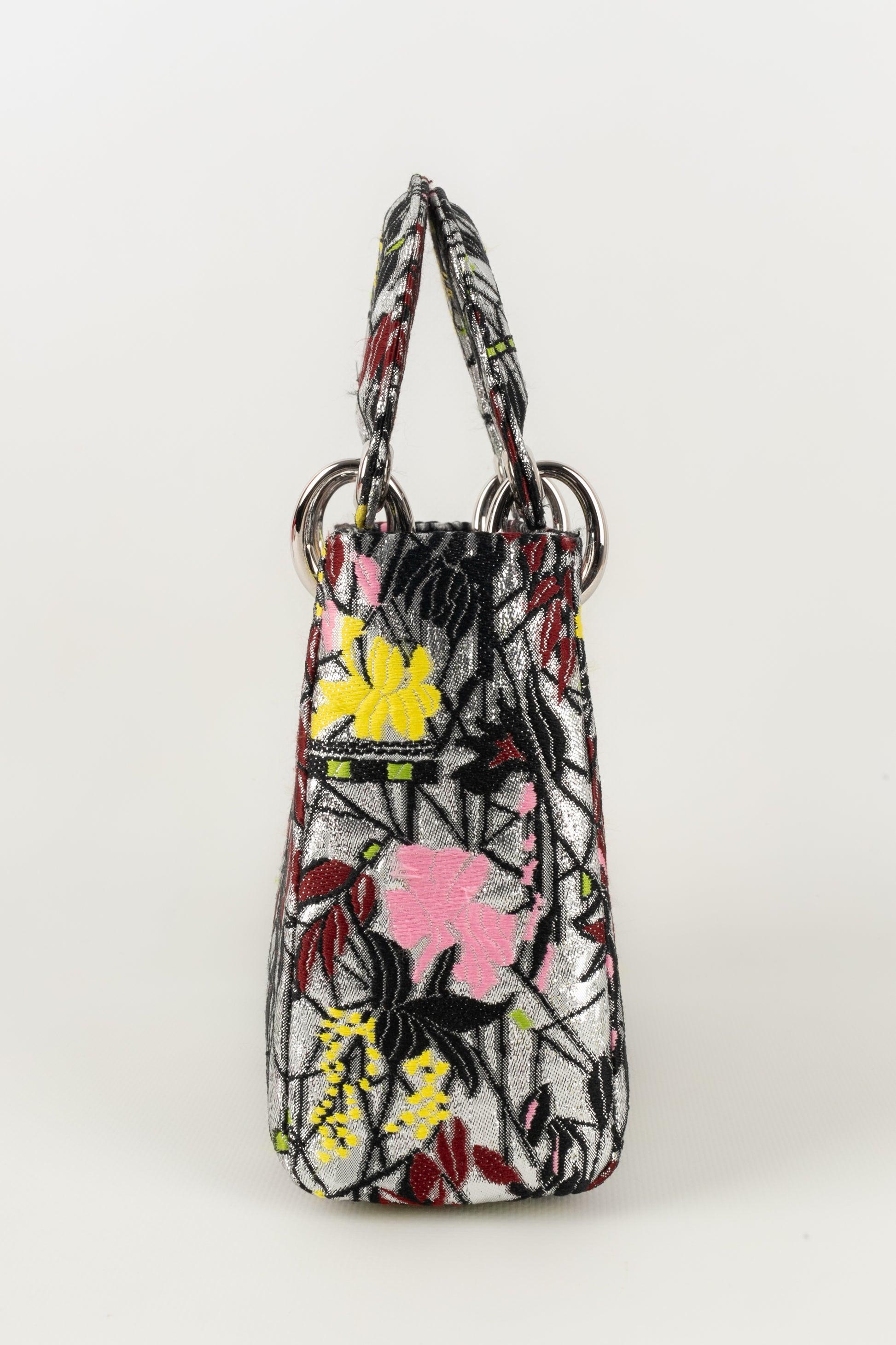 Women's Lady Dior Bag Entirely Embroidered with Lurex and Multicolored Yarns, 2014 For Sale