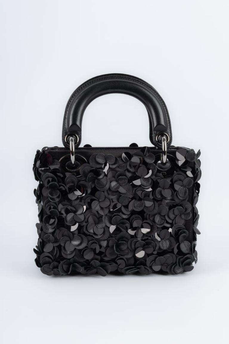Lady Dior Bag in Black Leather and Satin In Excellent Condition For Sale In SAINT-OUEN-SUR-SEINE, FR