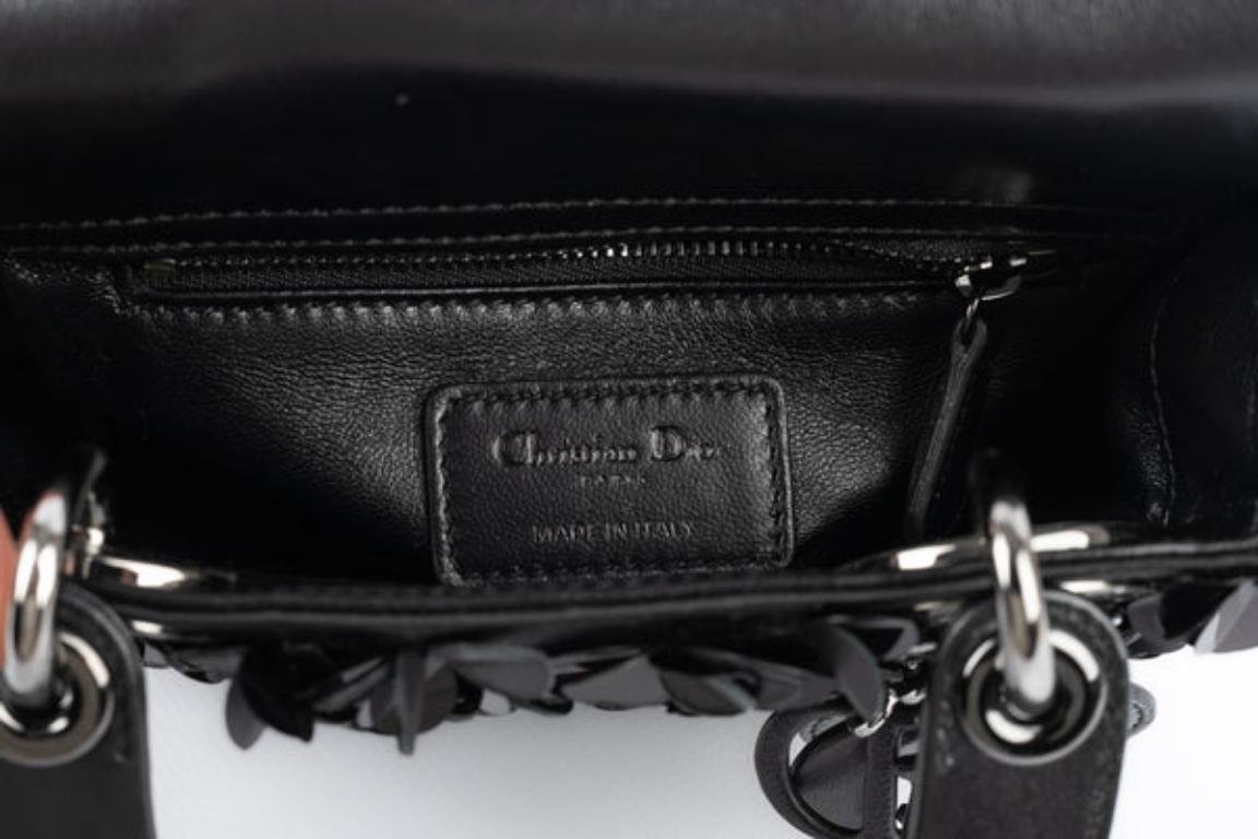 Lady Dior Bag in Black Leather and Satin For Sale 4
