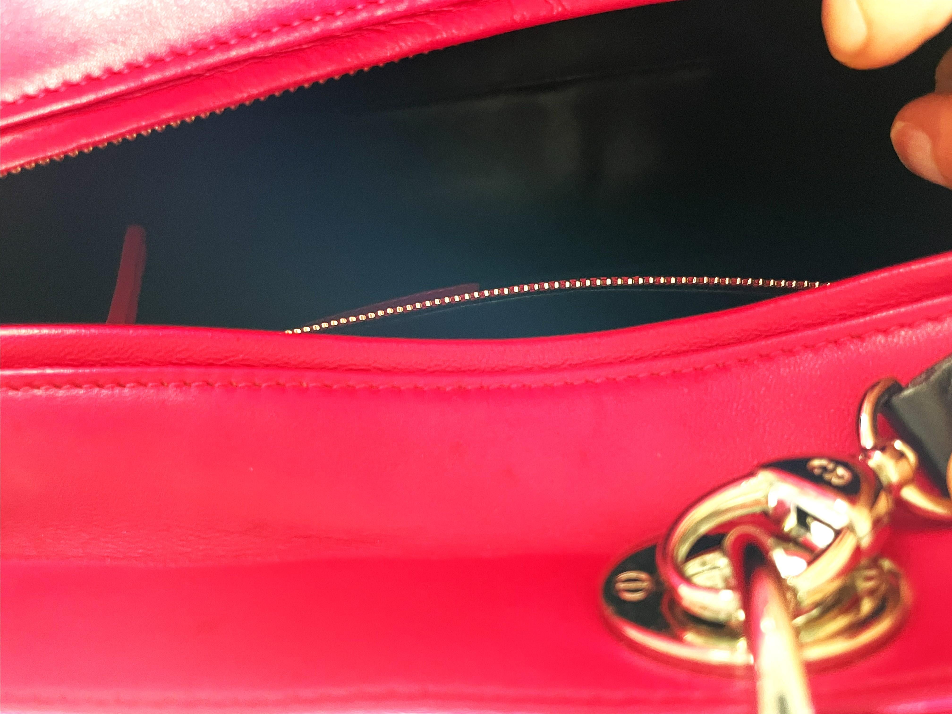 LADY DIOR BAG, large, lilia pink and black calfskin leather, Ch. Dior 2014 Paris For Sale 2