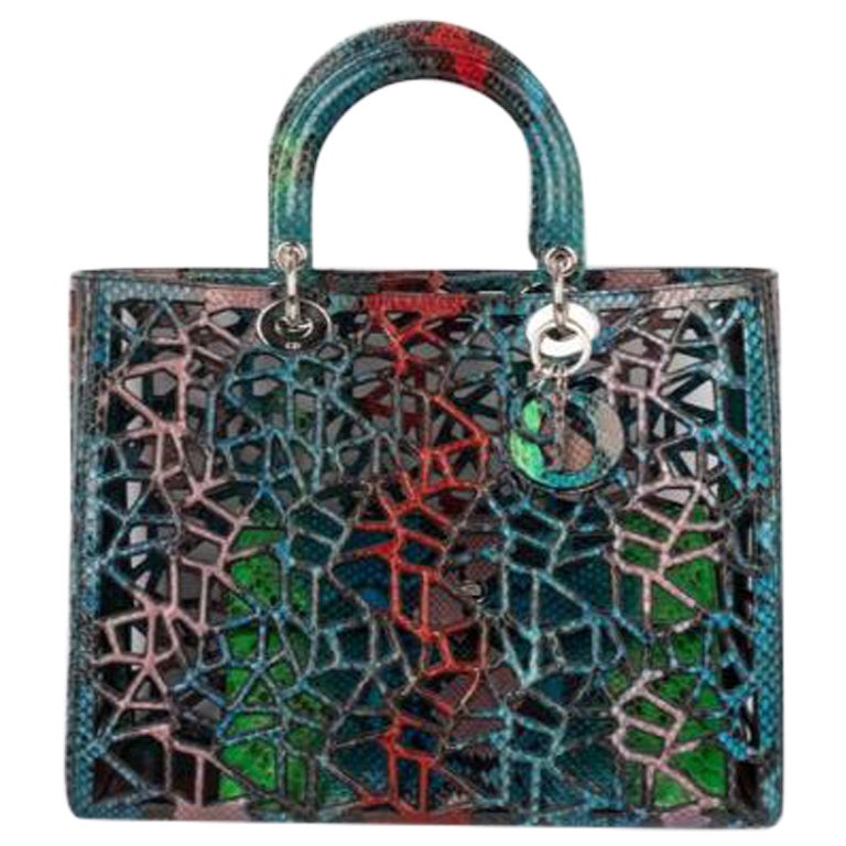 Lady Dior Tasche aus mehrfarbigem, durchbrochenem Python, 2014