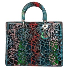 Lady Dior Tasche aus mehrfarbigem, durchbrochenem Python, 2014
