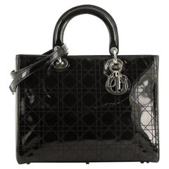 Lady Dior Bag Stitched Cannage Patent Large