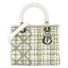 Lady Dior Tasche aus gewebtem Raffia mit Krokodil Medium