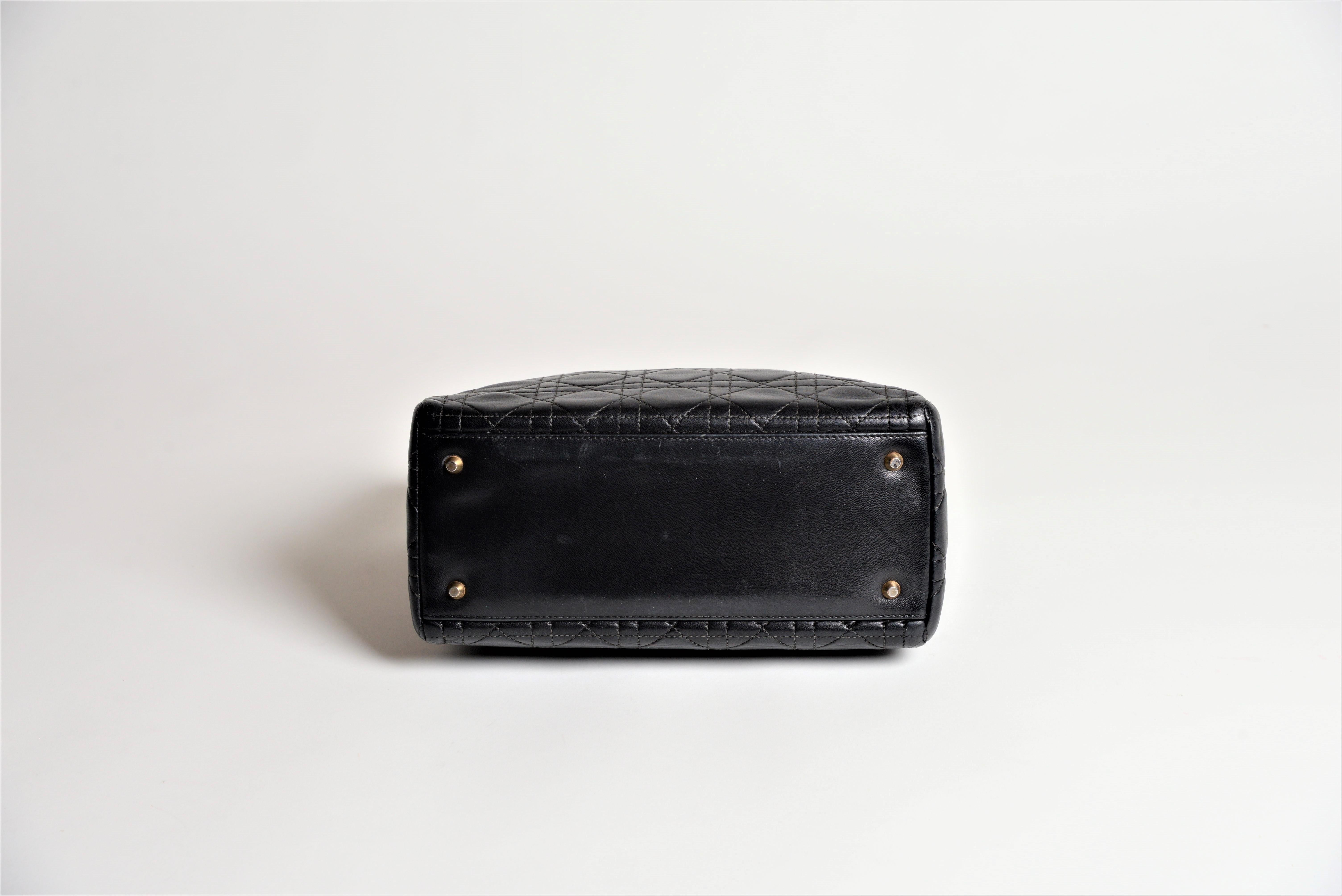 Women's or Men's Lady Dior Black Quilted Lambskin Bag Medium