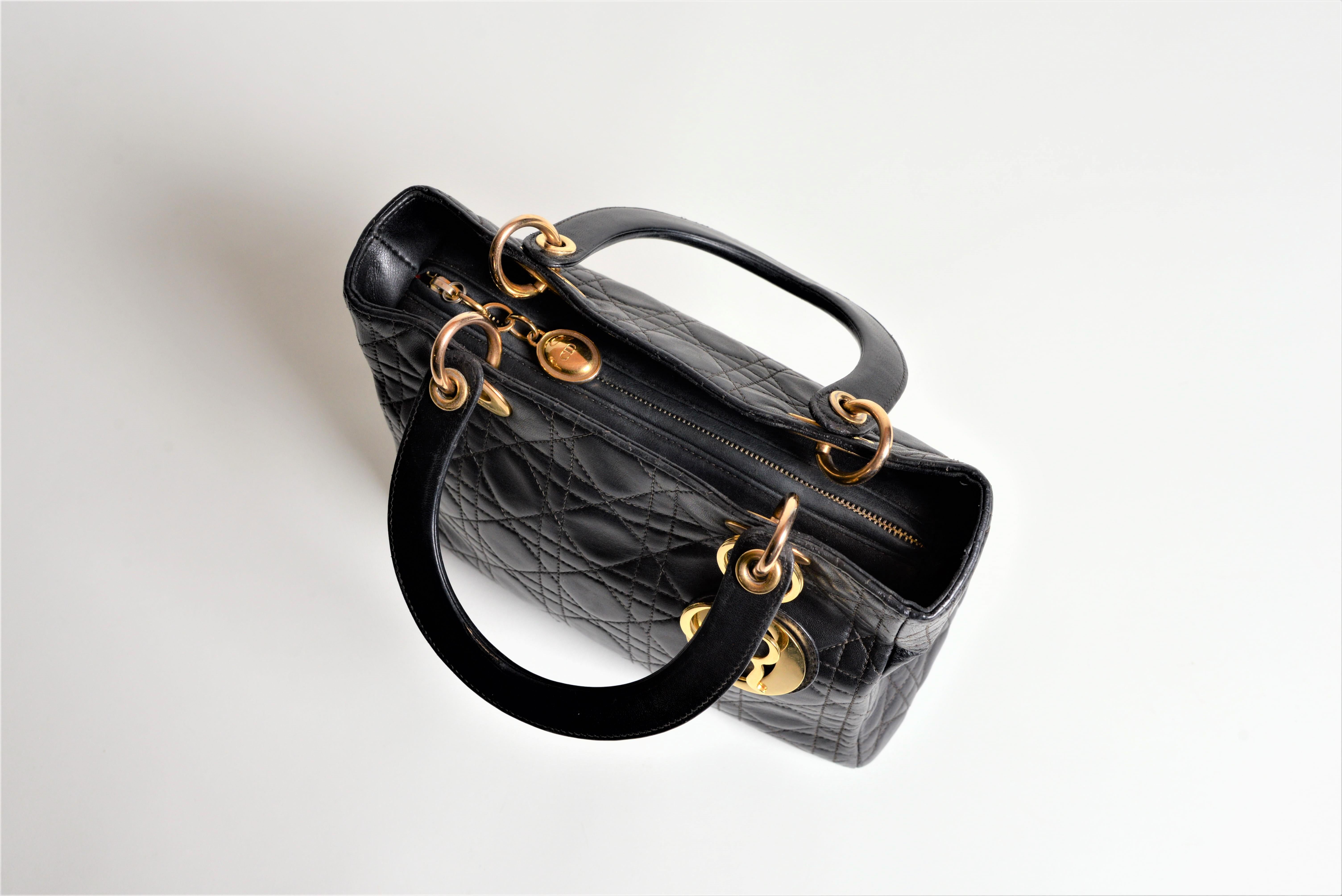 Lady Dior Black Quilted Lambskin Bag Medium 2