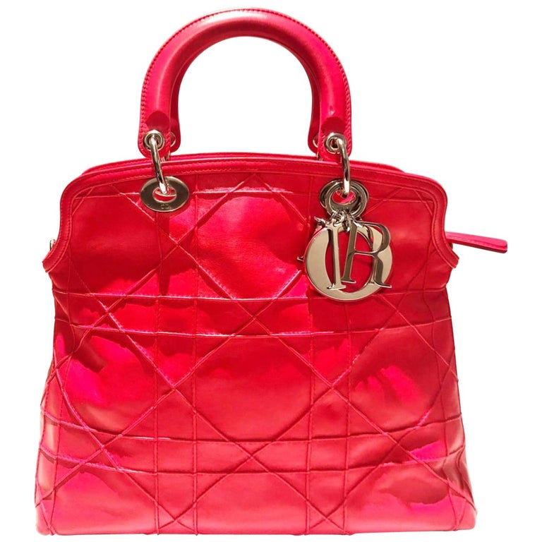 Christian Dior Granville Dior Calfskin Red Leather Tote Bag at 1stDibs
