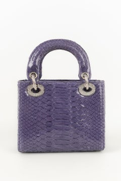 Lady Dior Exotic Leather Bag with Silvery Metal Elements