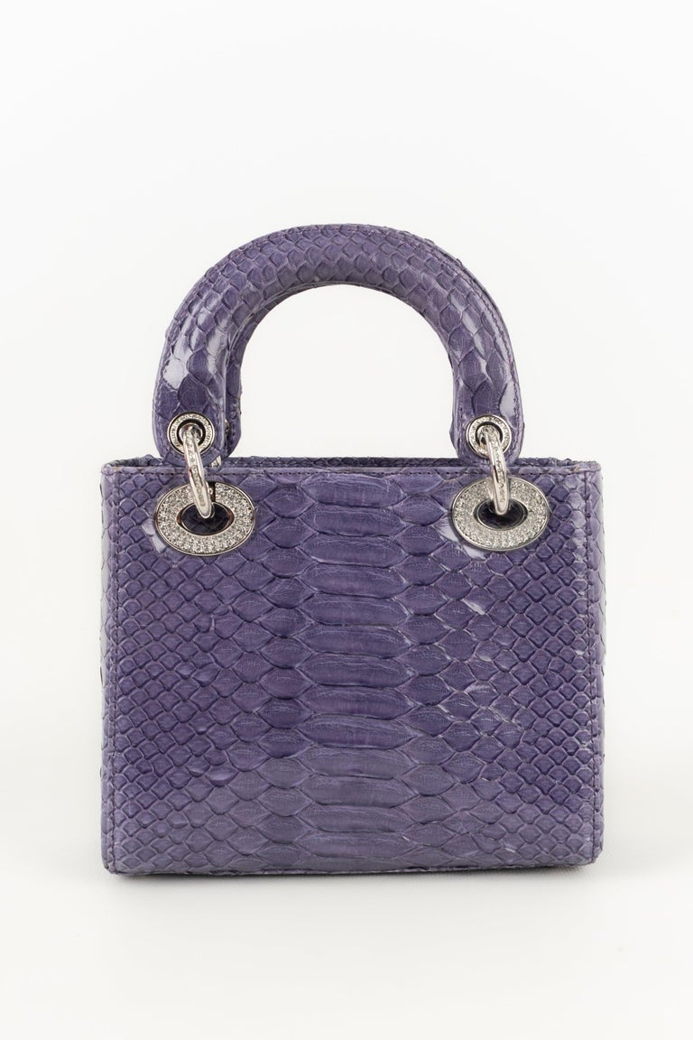 Borsa Lady Dior in pelle esotica con elementi metallici argentati