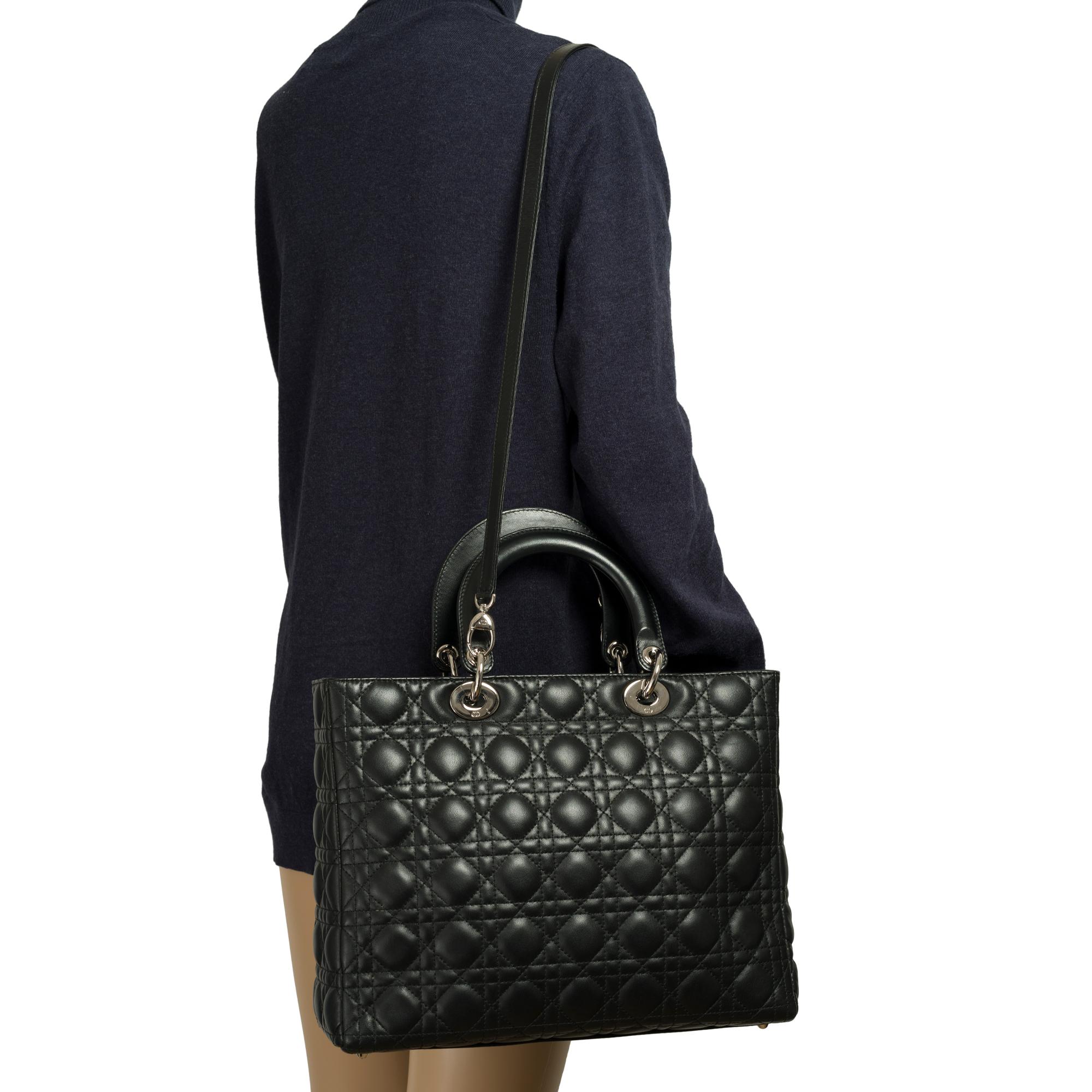  Lady Dior GM ( large model) shoulder bag with strap in black cannage, SHW 4