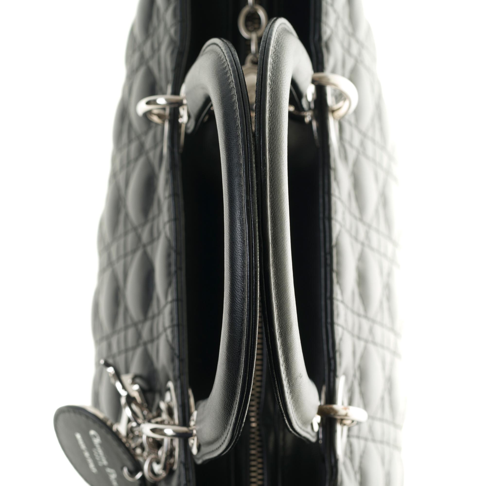  Lady Dior GM ( large model) shoulder bag with strap in black cannage, SHW 1