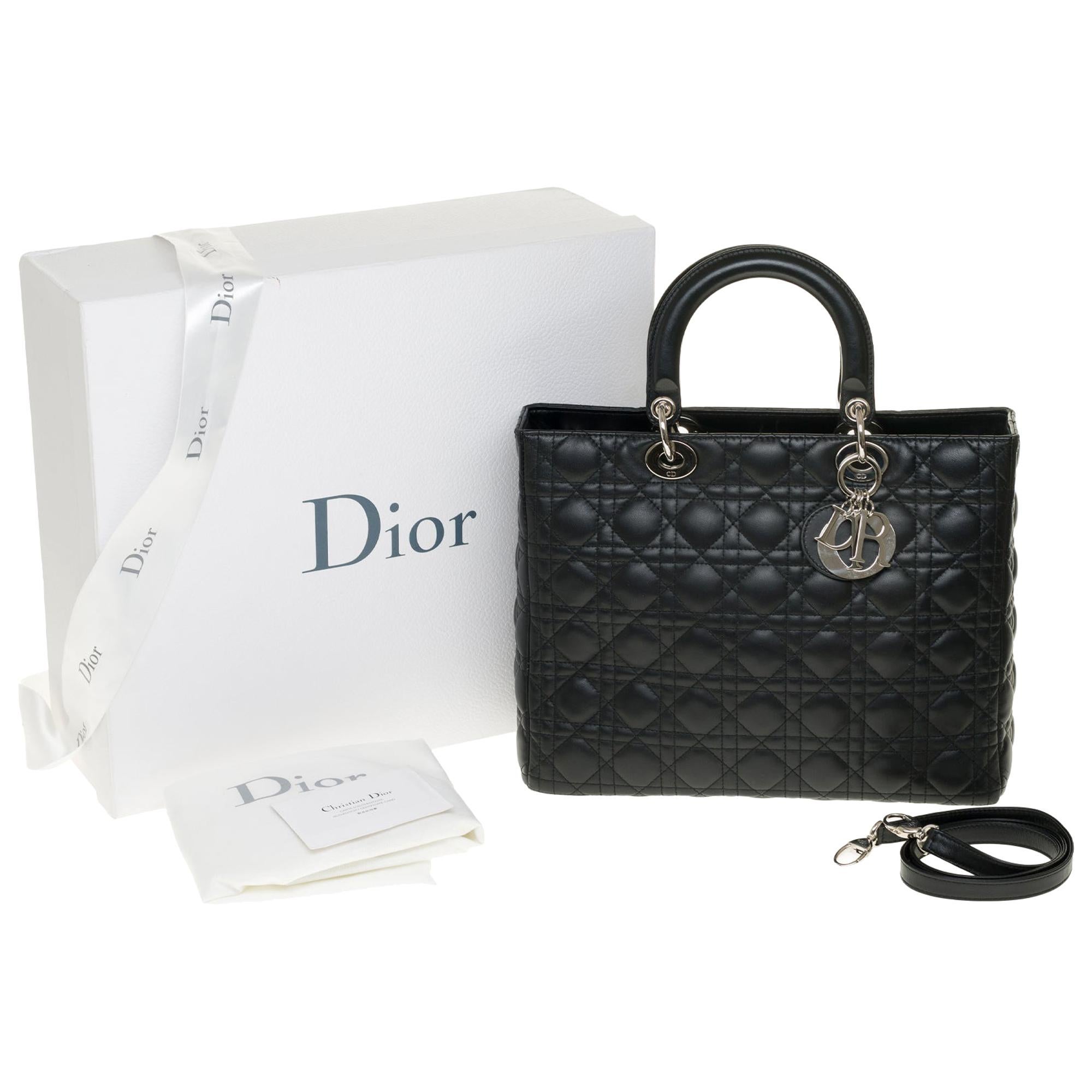  Lady Dior GM ( large model) shoulder bag with strap in black cannage, SHW
