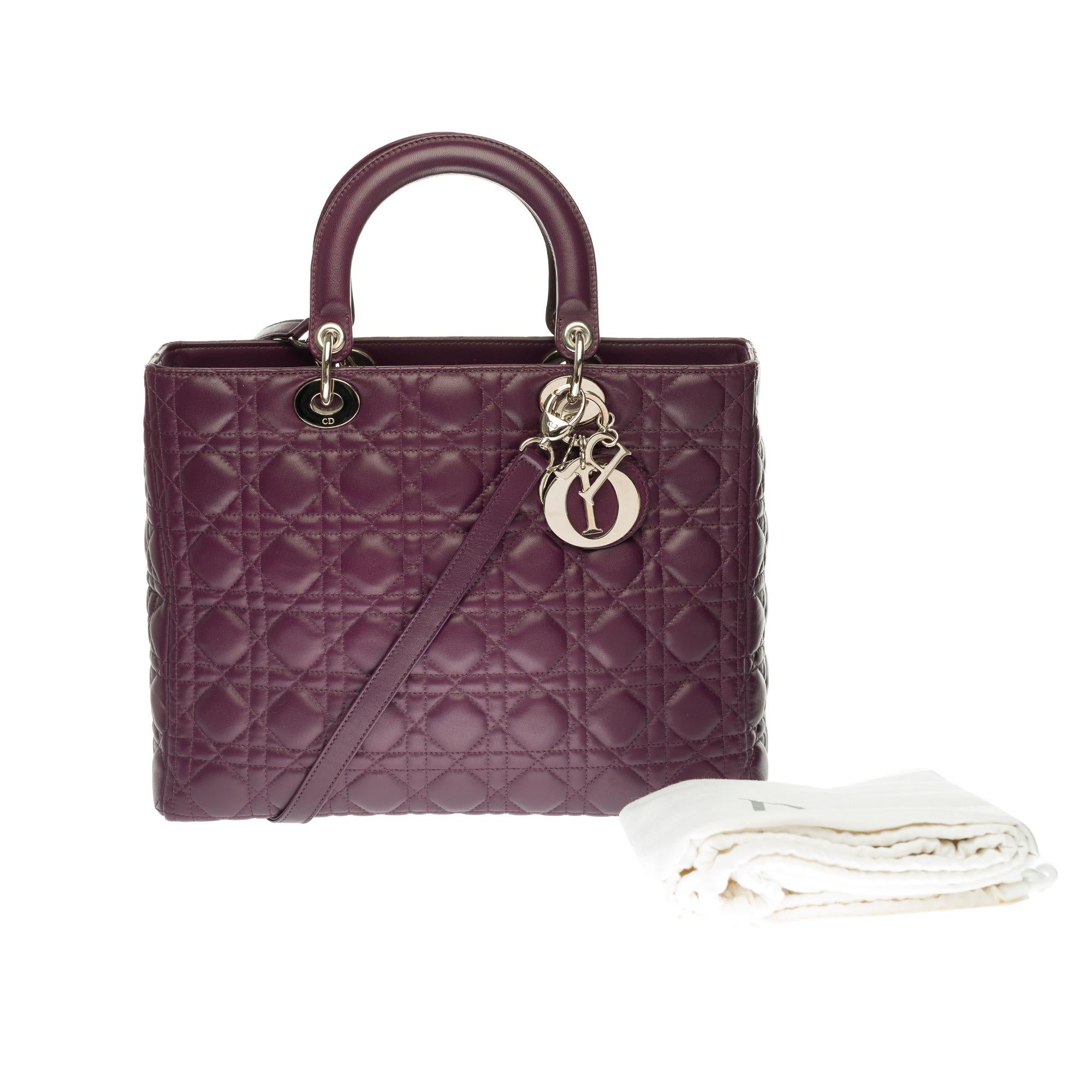 Lady Dior GM ( large model) shoulder bag with strap in purple cannage, SHW 3