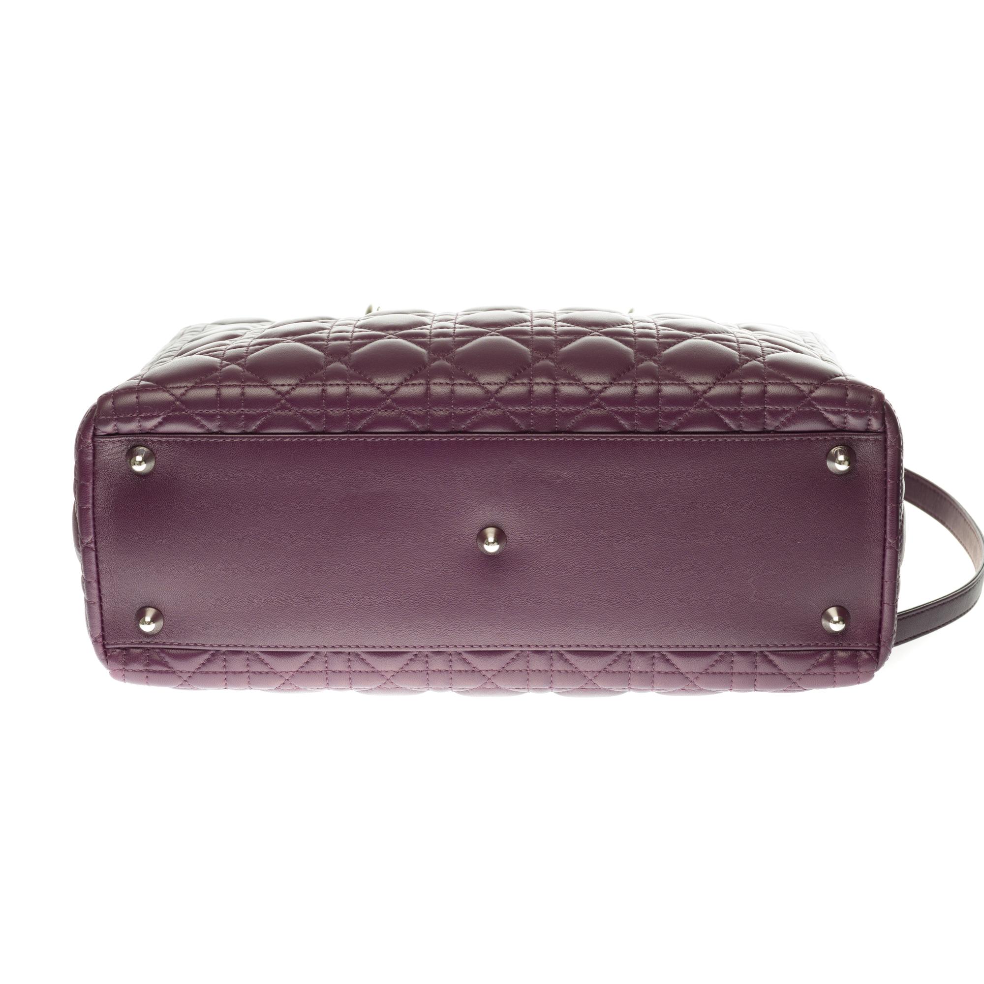  Lady Dior GM ( large model) shoulder bag with strap in purple cannage, SHW 1