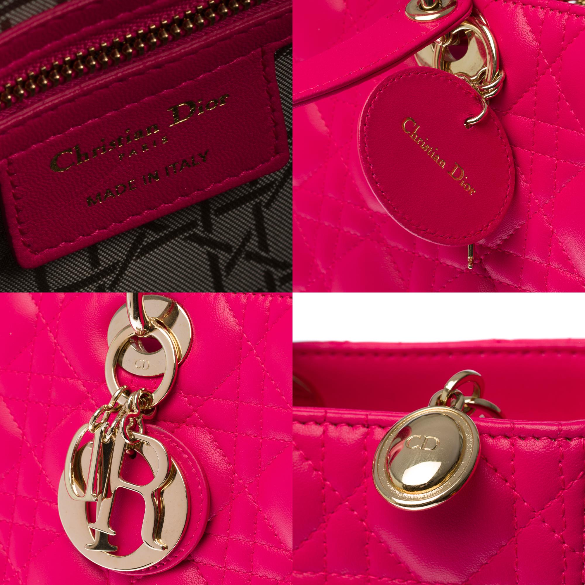 Women's Lady Dior GM ( large size) shoulder bag with strap in Pink cannage leather, SHW