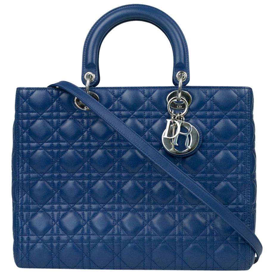 Lady Dior in blue leather