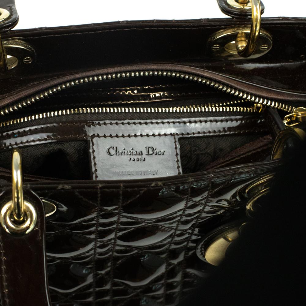 Women's Lady Dior in brown patent leather