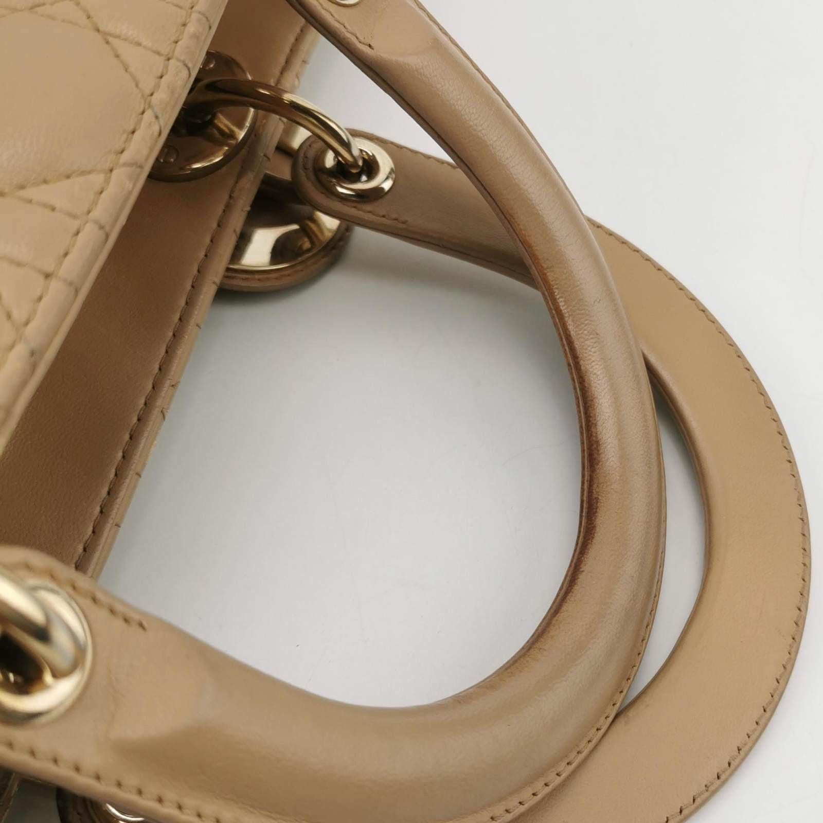 Lady Dior Large Bag Beige Lambskin Cannage Leather For Sale 9