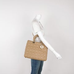 Lady Dior Large Bag Beige Lambskin Cannage Leather