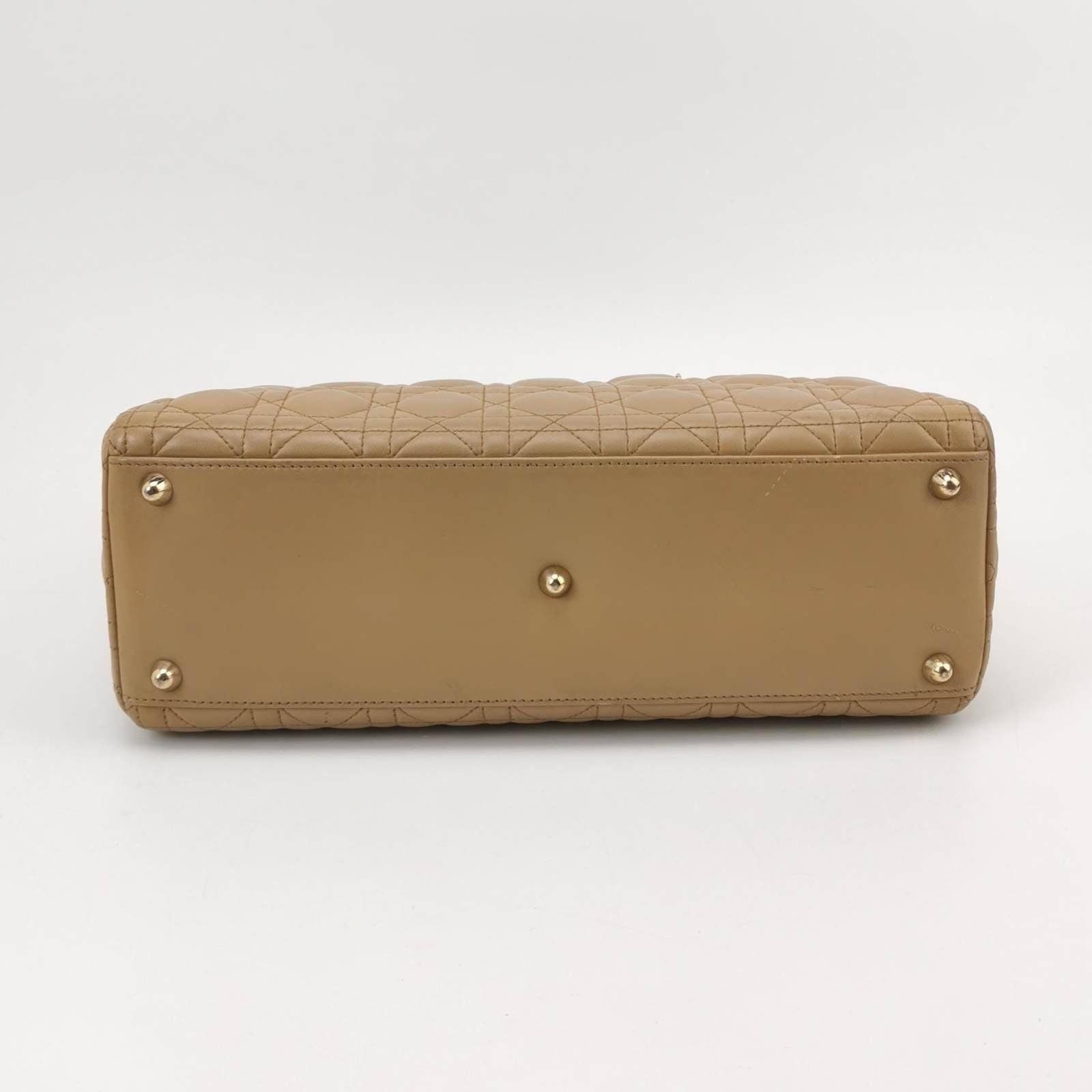 Lady Dior Large Bag Beige Lambskin Cannage Leather For Sale 1