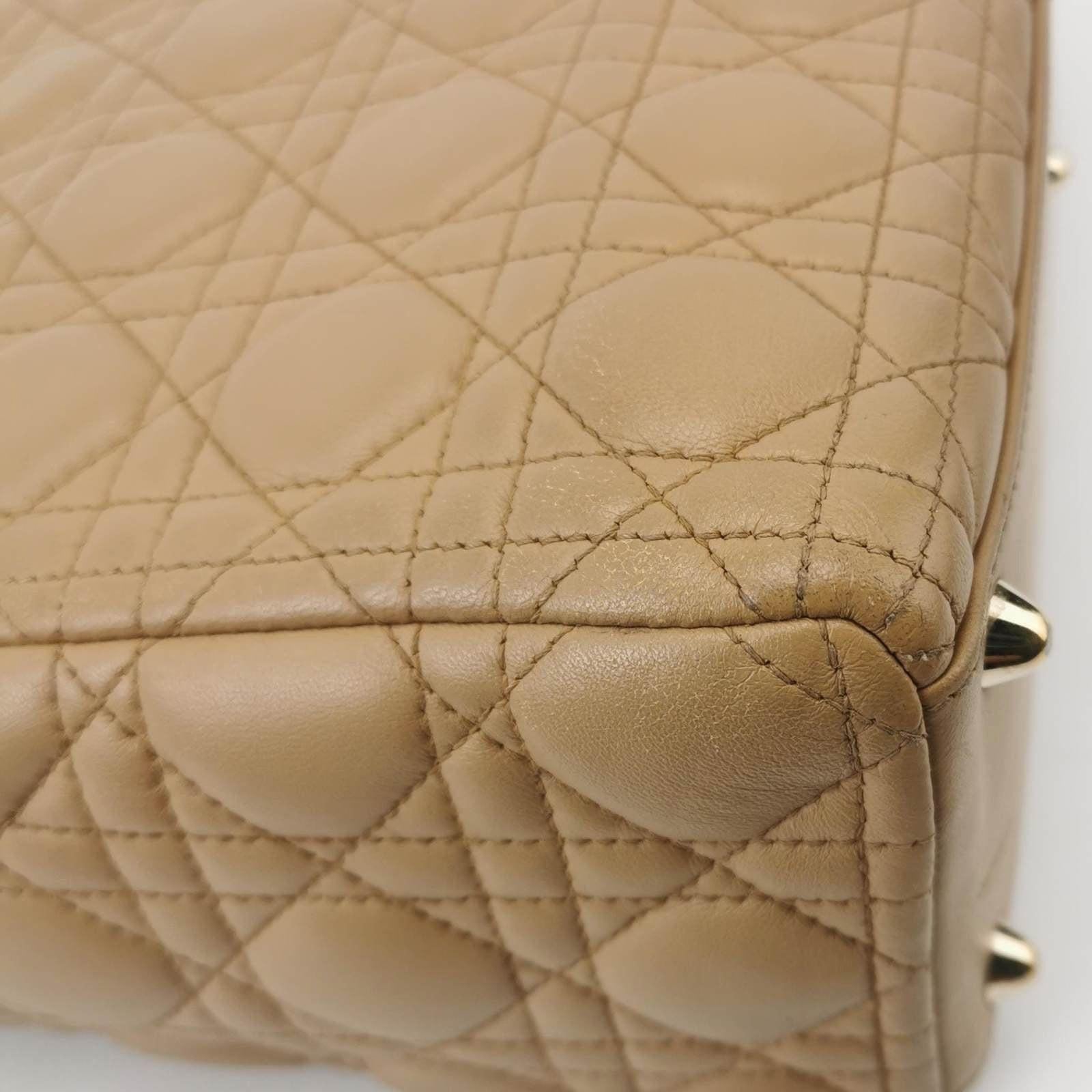Lady Dior Large Bag Beige Lambskin Cannage Leather For Sale 5