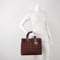 Lady Dior Large Bag Burgundy Lambskin Cannage Leather