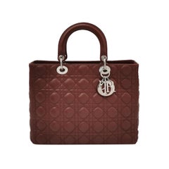 Lady Dior Large Bag Burgundy Lambskin Cannage Leather