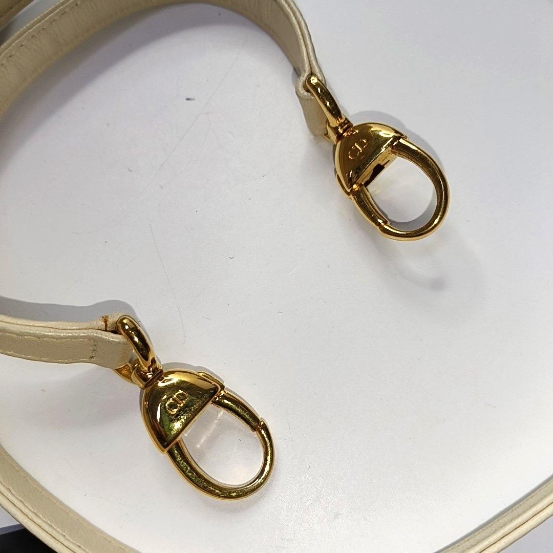 Lady Dior Large Off White Lambskin Cannage Leather Gold Hardware For Sale 10