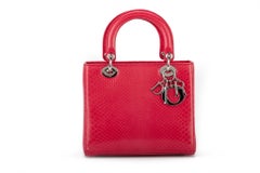 Lady Dior Large Red Python Bag