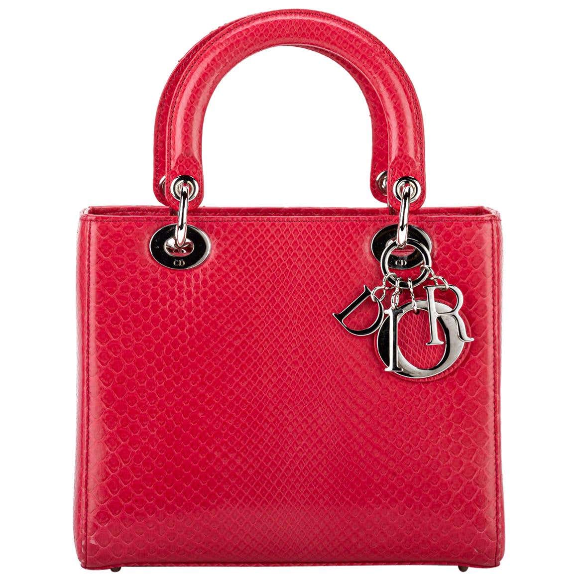 Lady Dior Large Red Python Bag For Sale at 1stDibs