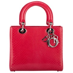  Lady Dior Große rote Python-Tasche