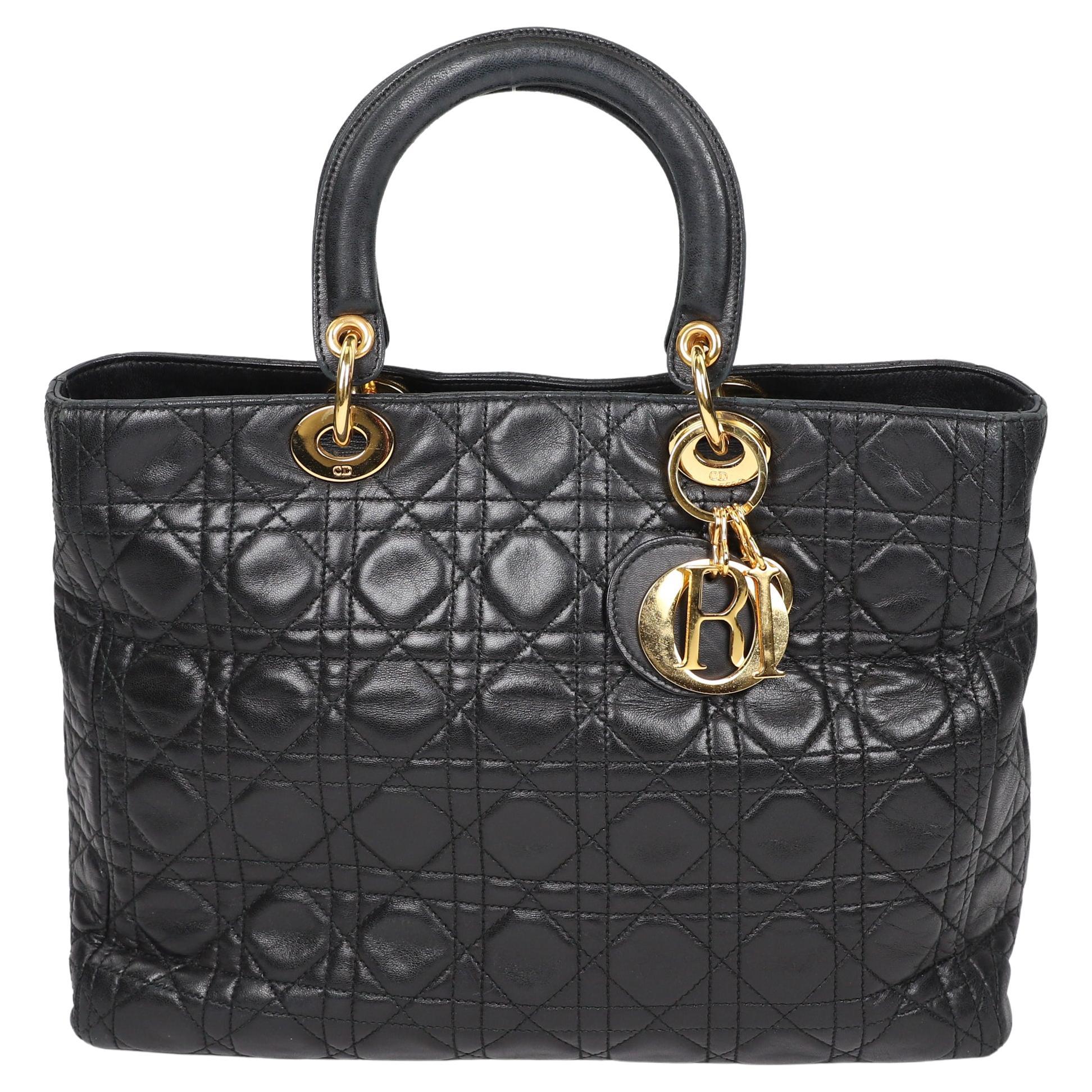 Lady Dior Leather handbag For Sale