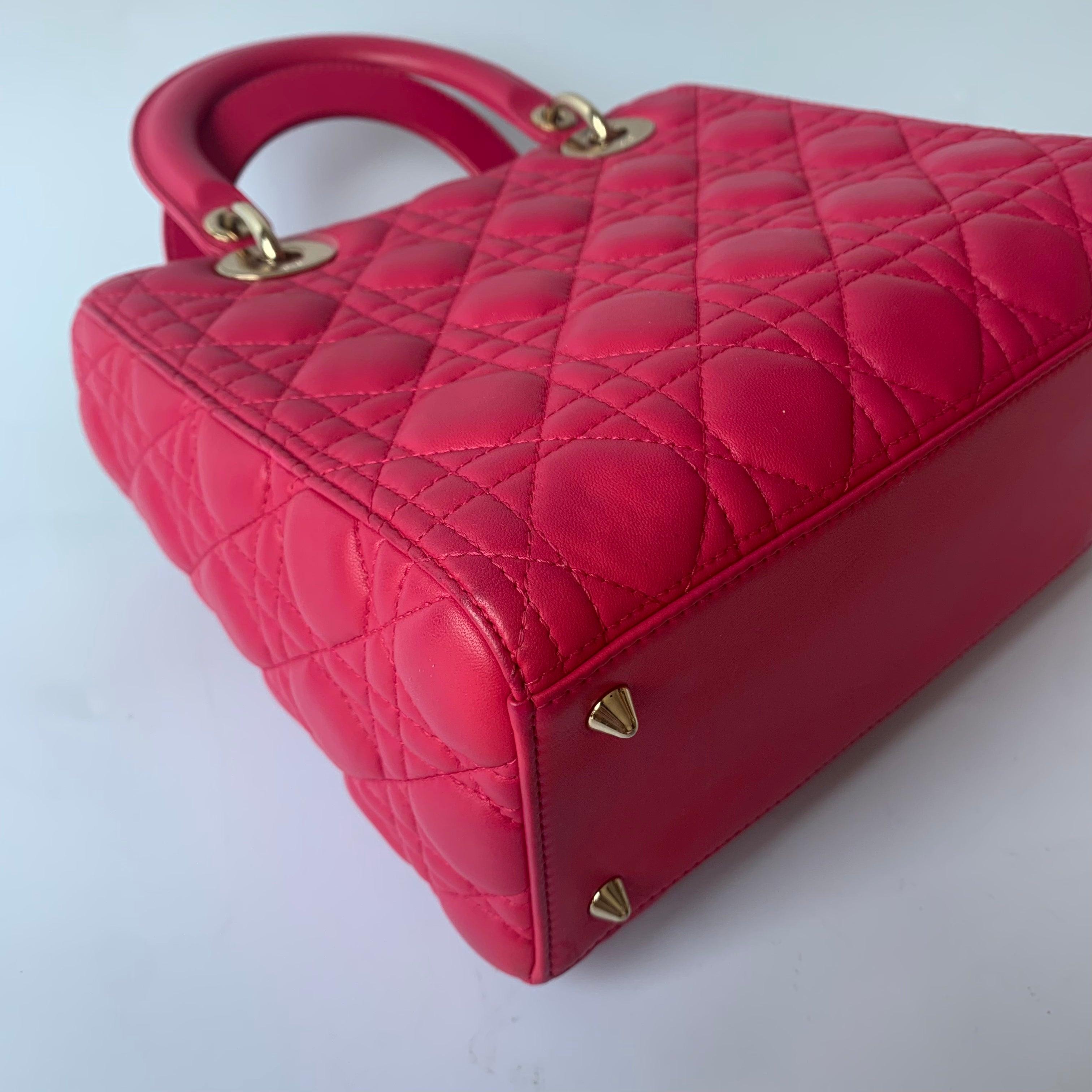 Lady Dior Medium Bag Fuchsia Cannage Lambskin Leather Gold-tone Hardware 5